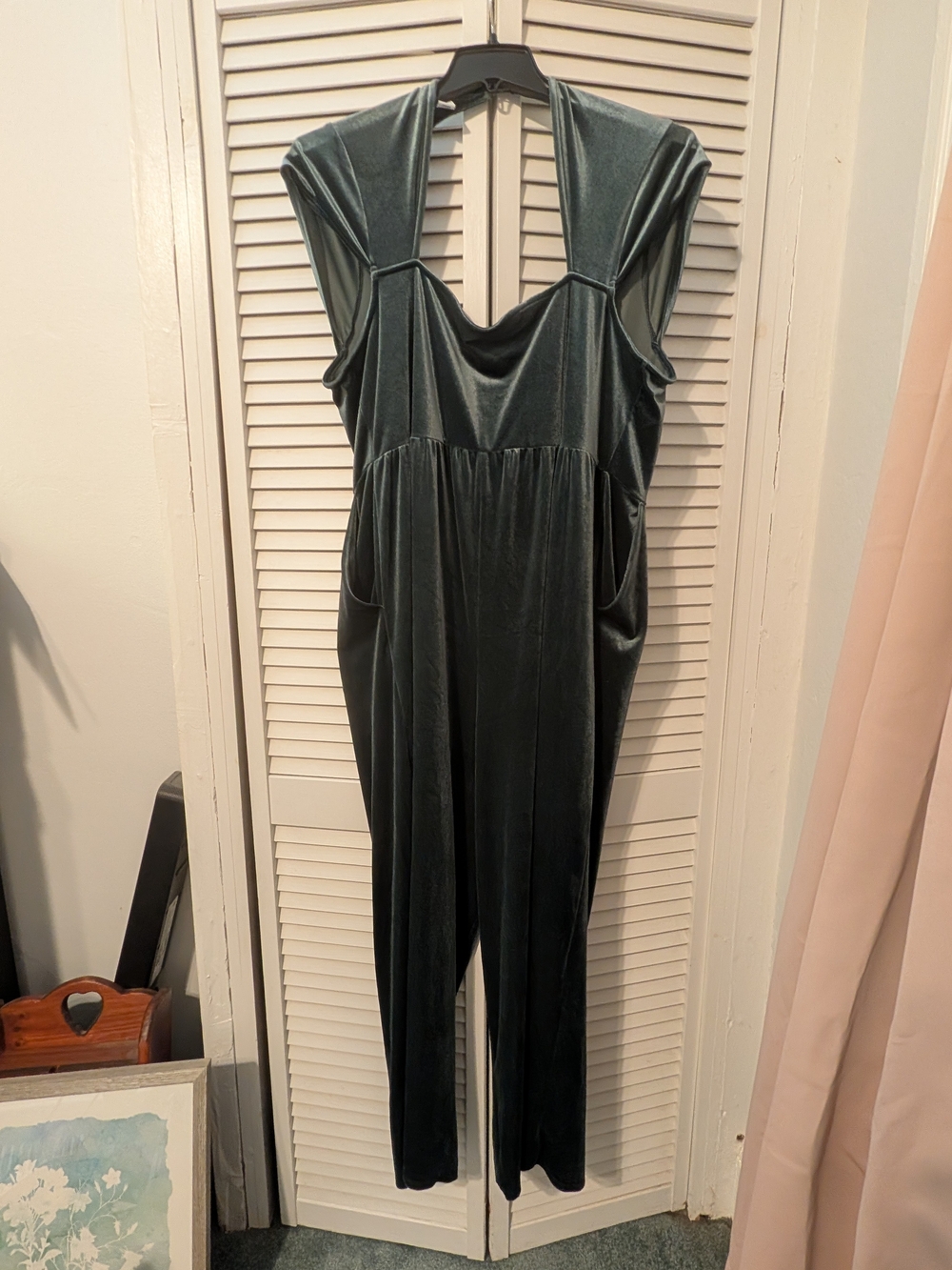 Old Navy Velvet Hunter Green Jumpsuit with Pockets